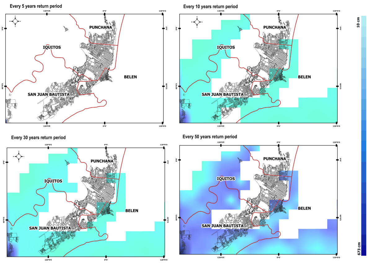 Return period maps – showing distribution of inundated area for events at increasingly rare occurrence levels